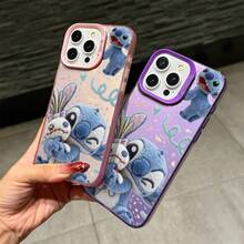 Disney.Fluffy Stitch Patterned Phone Case With Cute Faces And Colorful Accents. Compatible With IPhone 17, 16, 15, 14, 13, 12, And 11 Pro Models. Made Of TPU, With Shockproof Protection. A Perfect Gift For Family, Friends, Birthdays, Spring Festival, Holidays, Boyfriends, Girlfriends, And Valentine's Day. - 紫色 - 查看 4