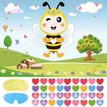 Valentines Day Games - Pin The Heart On The Bee With 36 Heart Stickers Valentines Day Games For Boys, Girls Ang Adults Classroom Party Pin Game With Reusable Heart Stickers - Multicolor - View 8