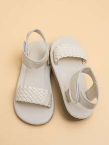 儿童魔术贴设计休闲百搭平底凉鞋 - 白色 - 查看 1