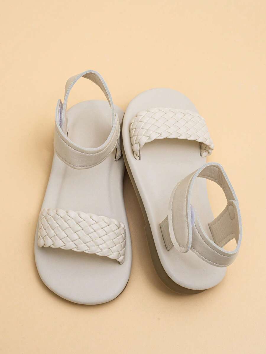 儿童魔术贴设计休闲百搭平底凉鞋 - 白色 - 查看 1