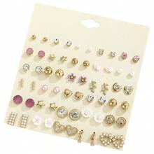 30件套心形耳环组合装，轻盈奢华合金耳钉，适合作为斋月和情人节礼物 - 彩色 - 查看 4