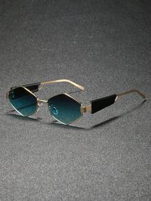 1副男士金属几何框时尚复古太阳镜 - 适合街头摄影、海滩度假休闲及日常穿搭 | 时尚配饰 - 彩色 - 查看 1