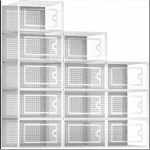 12Pcs Transparent Clear Shoe Storage Box Rack Plastic Organizer Boxers Stackable White/Black UK - White - View 4