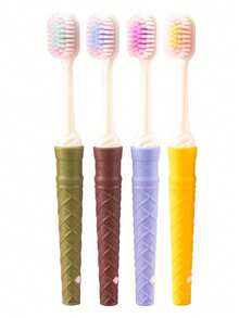 4pcs Ice Cream Shaped Gum Care Anti-Cavity Soft Bristle Wide Head Toothbrushes, Wavy Contoured Toothbrushes - Multicolor - View 5
