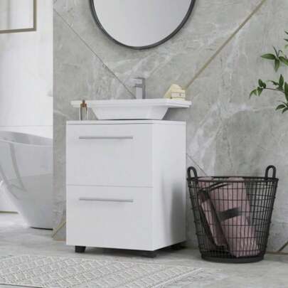 Bathroom Vanity Unit, Compact, Chipboard, White