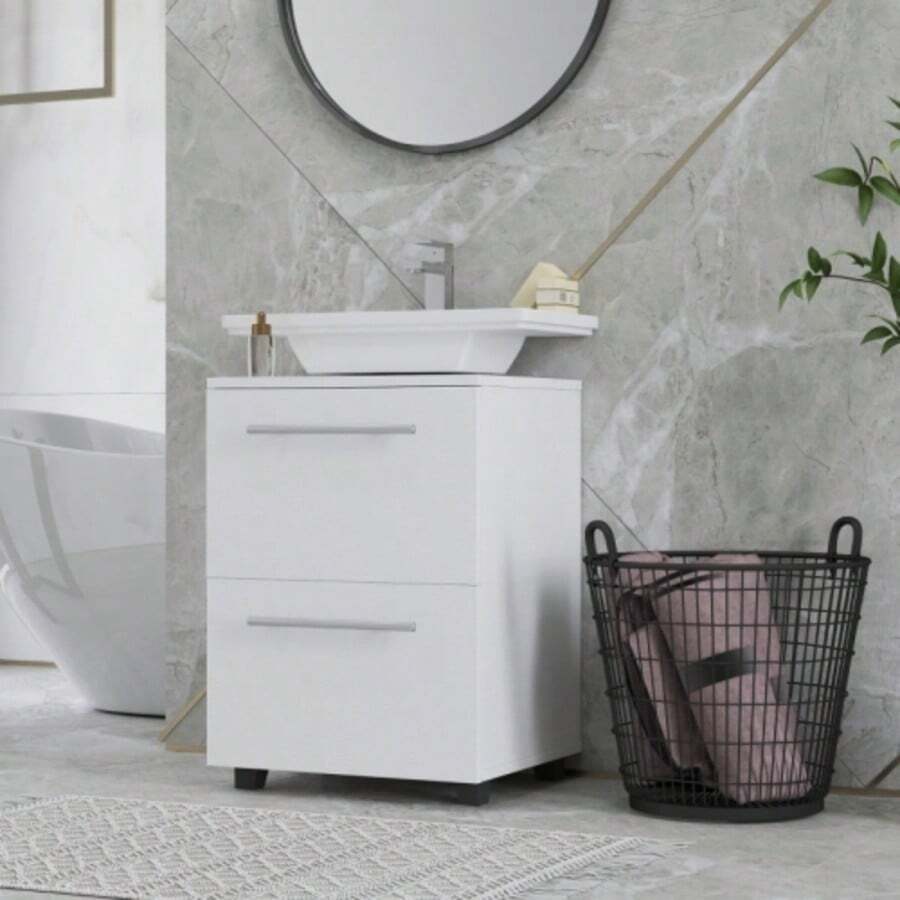 Bathroom Vanity Unit, Compact, Chipboard, White