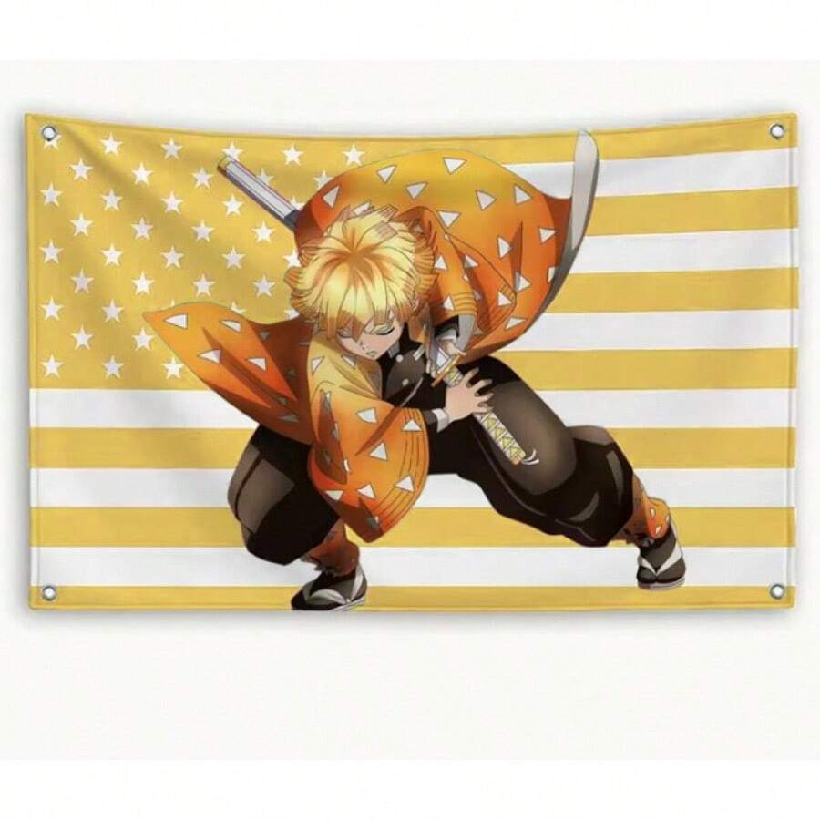 Zenitsu Agatsuma  American Flag, Wall Banner, Anime Fan Gift, Manga Home Decor, Room Decoration, Otaku Dorm Poster - a - 查看 1