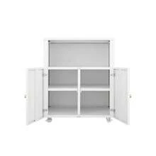Techigher Metal Printer Stand, Printer Cabinet With Storage, Mobile Printer Table With Wheels & 2 Door, Metal File Cabinet For Home Office Small Spaces - White -4 Compartment - View 7