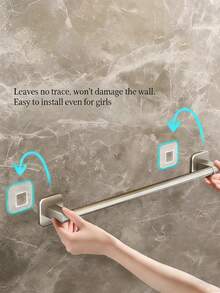 1-Piece Dark Gray Metal Adhesive Storage Rack - Damage-Free Wall Organizer (Fits Plates/Slippers/Towels) (Sleek Modern Design) - Ideal For Daily Home Use - Multicolor - View 4