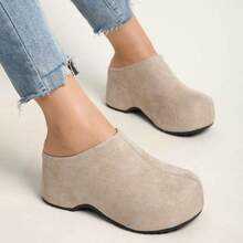 Women's Simple Versatile Round Toe Thick Sole Slip-On Casual Sandals, Spring/Autumn - Khaki - View 2