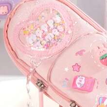 3Layers 6 Pockets Large Capacity Schoolbag Shape Pencil Case Stationery Holder Bag Zipper Pencil Pouch Office Storage Gift Back-To-School Supplies - Multicolor - View 4