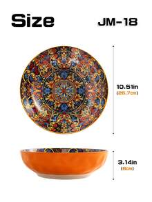 1个创意手绘高品质10英寸碗，波西米亚风格设计，适合家庭/餐厅用作饭碗、拉面碗、汤碗、餐具 - 彩色 - 查看 7