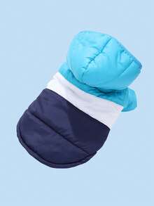 HOLAPET 1pc Pet Hooded Jacket, Warm & Comfortable Clothes For Cats & Small Dogs, Outdoor Windproof Colorblock Coat, Suitable For Medium & Small Breeds - Multicolor - View 4