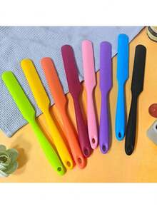 1/4pcs Silicone Jar Scraper Spatulas, Heat Resistant Cake Cream Peanut Butter Spatulas Mixing Batter Scraper, Nonstick Bread Spatula Rubber Kitchen Jar Blenders Scraper Long - Multicolor - View 11