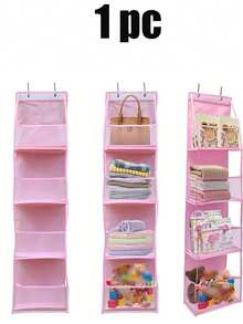 1个6层门后悬挂式收纳袋，化妆品收纳袋，壁挂式，大容量网状透明口袋悬挂式收纳袋，适用于厨房、婴儿房、浴室、衣柜、卧室、宿舍、婴儿尿布、儿童玩具（6层多色） - 多色-六格 - 查看 19