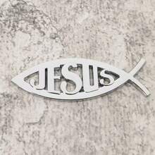3D Metallic Jesus Fish Car Emblem - Popular Religious Car Sticker For Vehicle Decoration. High-Quality Zinc Alloy Jesus Fish Car Decal With 3D Stereoscopic Design, Visually Striking. As A Classic Christian Fish Symbol, It Perfectly Expresses Faith While Adding Personalized Charm To Your Car. Suitable For Car Body, Windows And Doors, Easy To Install Without Damaging Paint Or Leaving Adhesive Residue. - A - View 5
