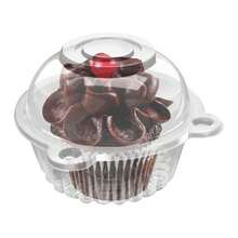 100 SINGLE CUPCAKE BOXES CLEAR MUFFIN HOLDER CASES DOMES CUPS PODS CONTAINERS UK - Clear - View 3