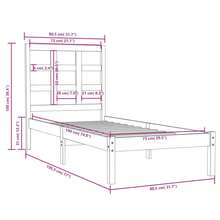 vidaXL Mesa de luz sin matelas blanca 75x190 cm madera maciza - Blanco - Ver 6
