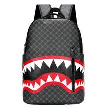 Men's Simple Personality Fashion Shark Mouth Backpack Plaid High School Student College Bag 15 Inch Computer Backpack - Mẫu 5118 III - Xem 1