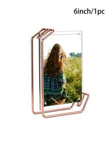1 Gold Acrylic Photo Frame 4x6 5x7 6x8 - Double-Sided Metal Stand For Desk & Office - L-shaped Photo Frame - View 10