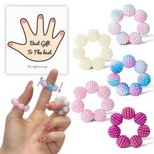 5pcs Finger Pressure Relief Toys, Relieve Anxiety And Stress, Finger Massager, Adjustable Rings, Multi-Color Gradient - Multicolor - View 9