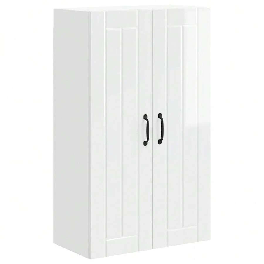 vidaXL Armoire de cuisine Blanc brillant 60 x 31 x 100 cm - Blanc - Voir 1