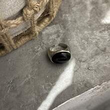 1 Piece Oval Ring High-End Elegant Vintage Versatile Open Ring - Gold Obsidian Ring - View 7