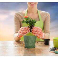 Inch Plant Pots 5 Pack, Flower Planters With Drainage Holes And Trays, Plastic Pots Indoor Outdoor Plants, White - 綠色 + 5英寸 - 查看 2