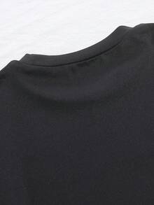 2pcs/Set Boys' Summer Short Sleeve Round Neck T-Shirt With Graphic Print And Fashionable Shorts, Suitable For Outdoor Activities - Black - View 10