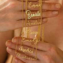 Customized Name Necklace, 18K Gold Plated Personalized Name Necklace, Minimalist Style Name Necklace, Christmas Gift, Mother's Day Gift, Gift For Her - Multicolor 5 - View 2