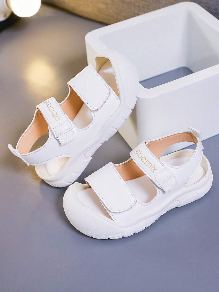 1 Pair Girls' White Casual Sneakers, Fashionable, Lightweight, Soft Sole, Non-Slip, All Season - White - View 1