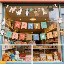 Dog Bone Pennant Flags For Birthday Party Decorations, Cake Dessert Table Decor, Birthday Party Venue Decorations, Happy Birthday Garland Banner - Multicolor - View 6