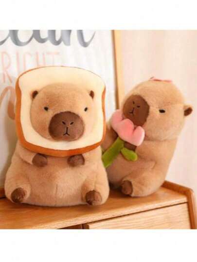 Kapybara plyschdocka, söt kapybara gosedjur - mjukt brunt plyschdjur med livfulla ögon och fluffiga öron, kompakt skrivbords- eller bildekor, födelsedagspresent för djurälskare och kapybarafans - lämplig för hem-, kontors- eller bildekoration