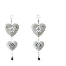 复古北欧风铁艺风铃，镂空心形花园庭院装饰，幼儿园铃铛挂饰 - 白色 - 查看 7