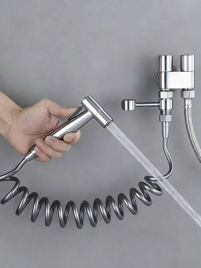 6pcs High Pressure Handheld Spray Gun Set, Made Of ABS Plastic, Wall-Mounted Spray Head, Includes 59-Inch Flexible Hose And Easy-To-Install Sturdy Bracket. Suitable For Bathroom And Toilet Flushing, RV Outdoor Cleaning, Pet Shower, Bathroom And Laundry Room Cleaning. Essential Modern Home Accessory. Great Gift For Holidays.