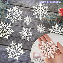 一套/36件 白色闪亮雪花装饰品，适用于圣诞派对、圣诞树、冬季派对等，派对用品，圣诞节 - 白色 - 查看 3