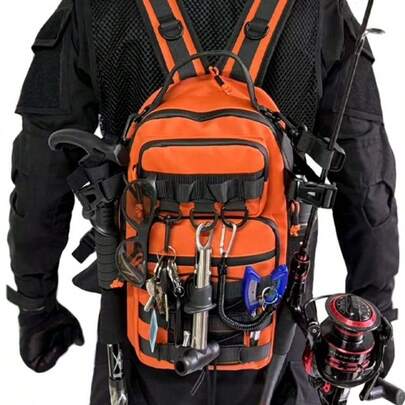 Ba lô đựng đồ câu cá - Túi đựng đồ câu cá chiến thuật với hệ thống dây đeo MOLLE và giá đỡ cần câu tích hợp - Nhẹ, nhỏ gọn, chống thấm nước, thích hợp cho câu cá ven bờ, cắm trại qua đêm, leo núi, săn bắn và sử dụng đa năng trong trường hợp khẩn cấp.