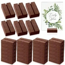 6/10/12 Pcs Wooden Table Card Holders - Wooden Acrylic Sign Holders Desk Decor - Photo Display Racks, Center Pieces, Table Numbers, Suitable For Shops, Cafes, Holiday Decorations, Wedding Parties And More