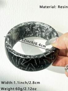 1 chiếc vòng tay nhựa phong cách Punk đen trắng tương phản, thiết kế đinh tán nhiều chi tiết với họa tiết ngôi sao, trang sức tròn bất đối xứng, quà tặng thời trang cho phụ nữ, phù hợp để đeo hàng ngày. - Nhiều màu D - Xem 9