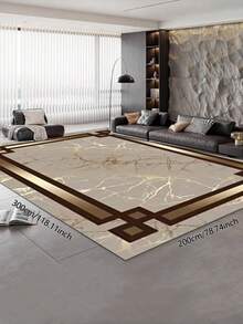 Velvet Beige Faux Marble Luxurious Carpet, Living Room Bedroom Doormat Decorative Rug, Creative 3D Large Area Floor Mat, Home Decor - Multicolor - View 12