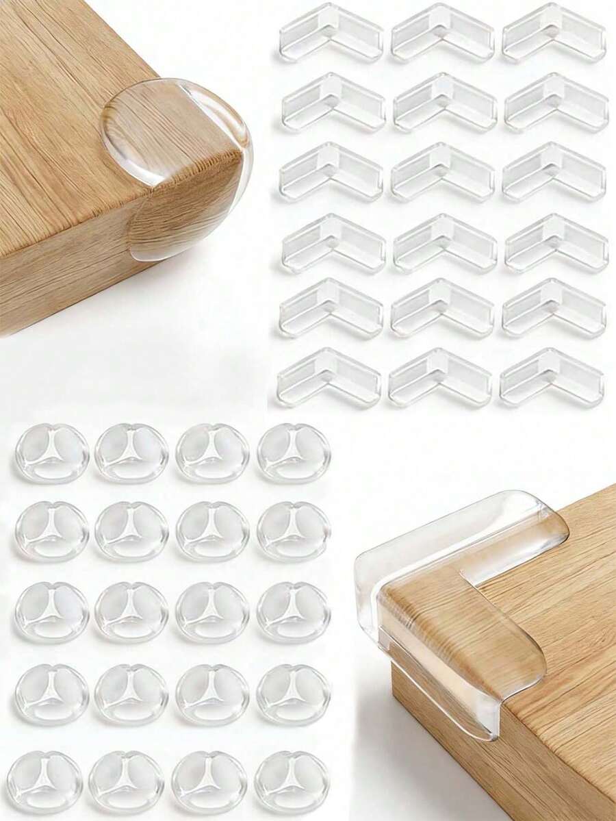 40pcs/30pcs/20pcs/10pcs Baby Corner Protectors, Available In Two Shapes, To Protect Babies From Injuries Caused By Sharp Corners. Transparent Table Corner Covers, Baby Corner Protectors, And Protectors For Table Corners And Sharp Edges. - Multicolor - View 1