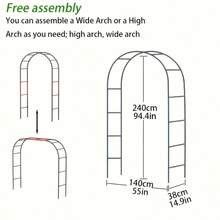 25-Year New Arrival - 1 Black Easy-To-Install Metal Gazette, Stand, Industrial Hardware, Hooks, Garden Arch, Heavy-Duty Steel Frame Supported Arch, Available In Wide Or High Arch Options To Suit Personal Preferences, Suitable For Climbing Plants, Roses, Vegetables, Balloon Arches, Outdoor Garden Decoration, Ideal For Valentine's Day. - Black - View 8