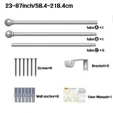 银色浪漫风格金属小圆头窗帘杆，设计时尚，安装简便，适用于各种窗户类型 - 銀色 - 查看 10