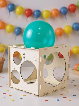 14-Hole Foldable Wooden Balloon Sizer Measurement Box, Cubic Size Measurer, Balloon Decor Sizing Tool, Arch Party Balloon Sizer Box (2-10 Inches)