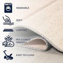 Machine Washable Cream/Moss Indoor Area Rug 9X12 Ft, Minimalist Geometric For Living Room, Bedroom, Kitchen, Office, Easy-Cleaning, High Traffic, Pet-Friendly, Non-Shedding,  Home Decor - 奶油色/赤陶色 - 查看 4
