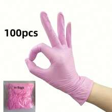 10/20/50/100pcs Powder-Free Disposable Gloves, Black/Pink Nitrile Gloves With Excellent Elasticity - For Food Handling, Nail Care, Washing Dishes And Household Cleaning - Baby Pink - View 20