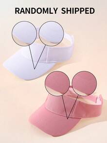 1顶男女童（3-8岁）纯色遮阳帽，透气运动帽，适合夏季春季沙滩、高尔夫、网球等户外休闲穿着 - 純色 - 查看 9