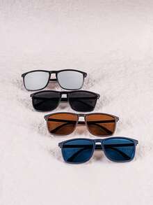 4pcs Unisex Square TR Ultra-Light Decorative Fashion Glasses, Suitable For Daily Commute And Recreation, Great Gift For Family And Friends - Multicolor - View 1