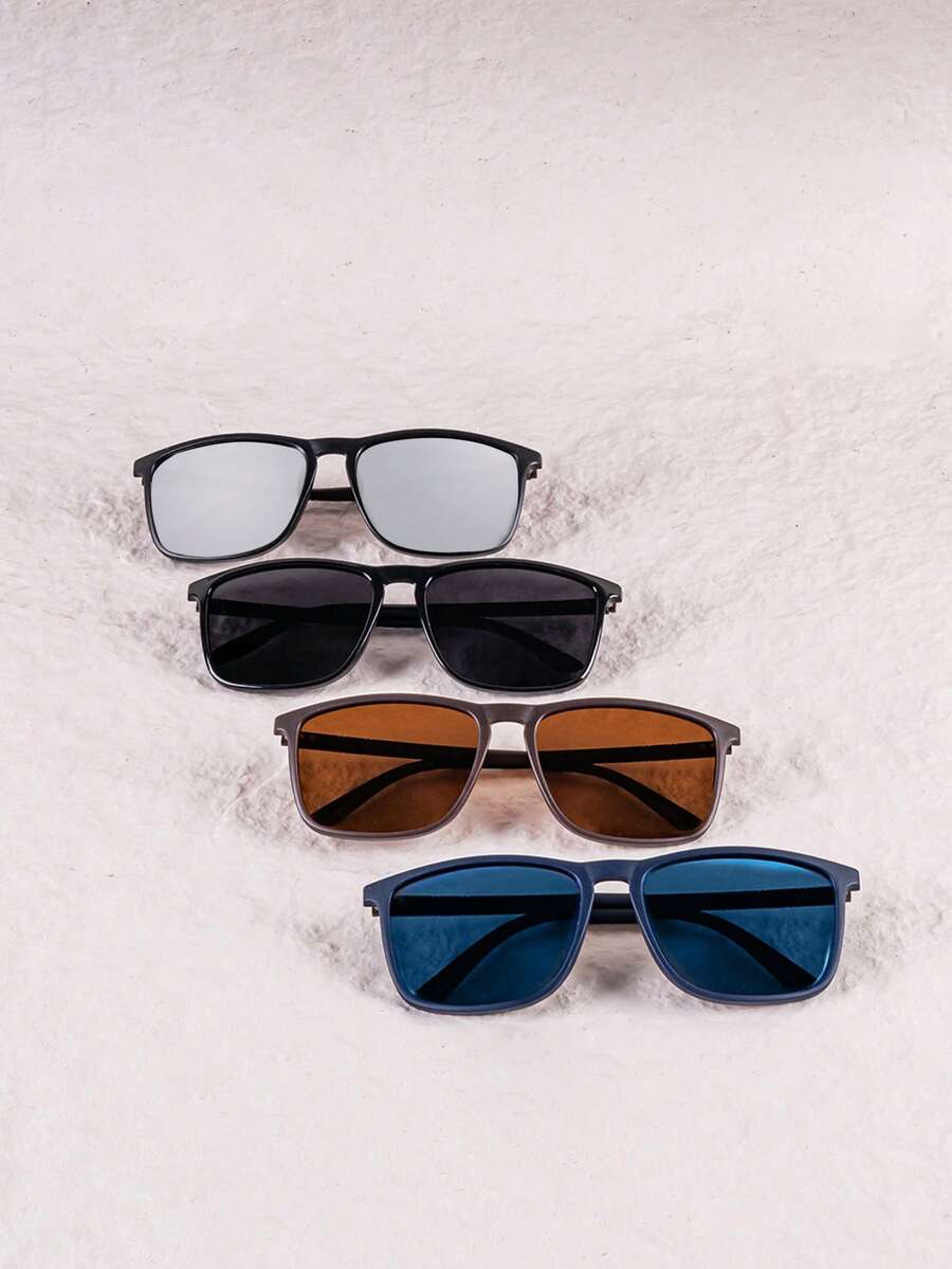 4pcs Unisex Square TR Ultra-Light Decorative Fashion Glasses, Suitable For Daily Commute And Recreation, Great Gift For Family And Friends - Multicolor - View 1