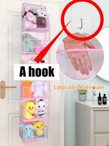 1个6层门后悬挂式收纳袋，化妆品收纳袋，壁挂式，大容量网状透明口袋悬挂式收纳袋，适用于厨房、婴儿房、浴室、衣柜、卧室、宿舍、婴儿尿布、儿童玩具（6层多色） - 多色-六格 - 查看 17
